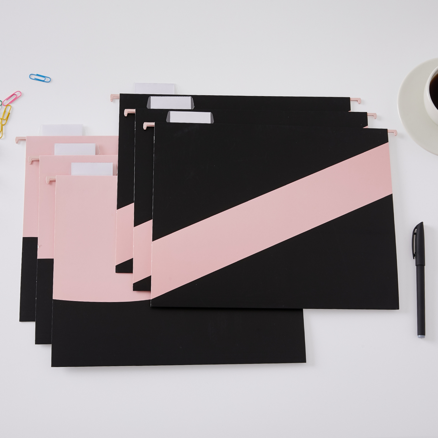 Y YOMA 6 Pack Decorative Hanging File Folders Letter Size Cute Hanging Folder Pretty File Folder Organizer for Filing Cabinet Office Home with 1/5-Cut Adjustable Tabs, 2 Pink Block Design