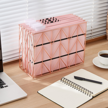 Y YOMA 6 Pack Decorative Hanging File Folders Letter Size Marble Cute Hanging Folder Pretty File Folder Organizer for Filing Cabinet Office Home with 1/5-Cut Adjustable Tabs, 2 Pink Line Design