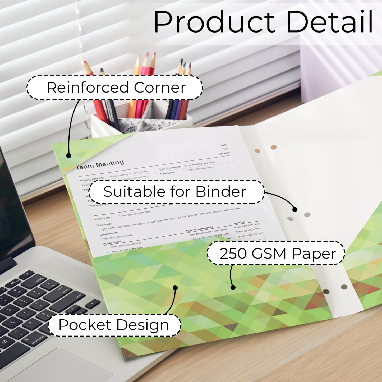 Y YOMA 6 Pack 2 Pocket Folder Letter Size Decorative Binder Folders with Pockets 3 Hole Punch Folder Paper Cute Project Folders Two Pocket 3 Ring File Folder for School Office Home, Abstract Design