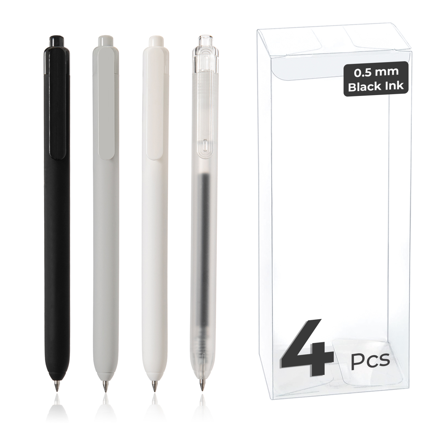 Y YOMA 4 Pcs Fine Point 0.5mm Gel Pen Black Ink Retractable Ballpoint Pen Smooth Writing Quick Dry Gel Pens Cute Aesthetic Pen Pastel Refillable Pen for School Home Office Supplies, Ash Grey