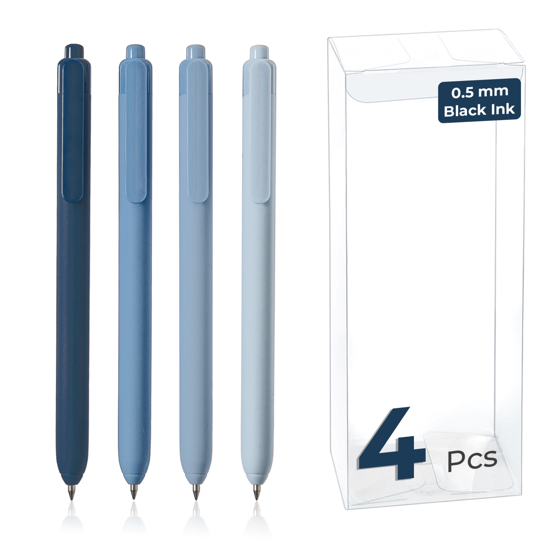 Y YOMA 4 Pcs Fine Point 0.5mm Gel Pen Black Ink Retractable Ballpoint Pen Smooth Writing Quick Dry Gel Pens Cute Aesthetic Pen Pastel Refillable Pen for School Home Office Supplies, Lake Blue