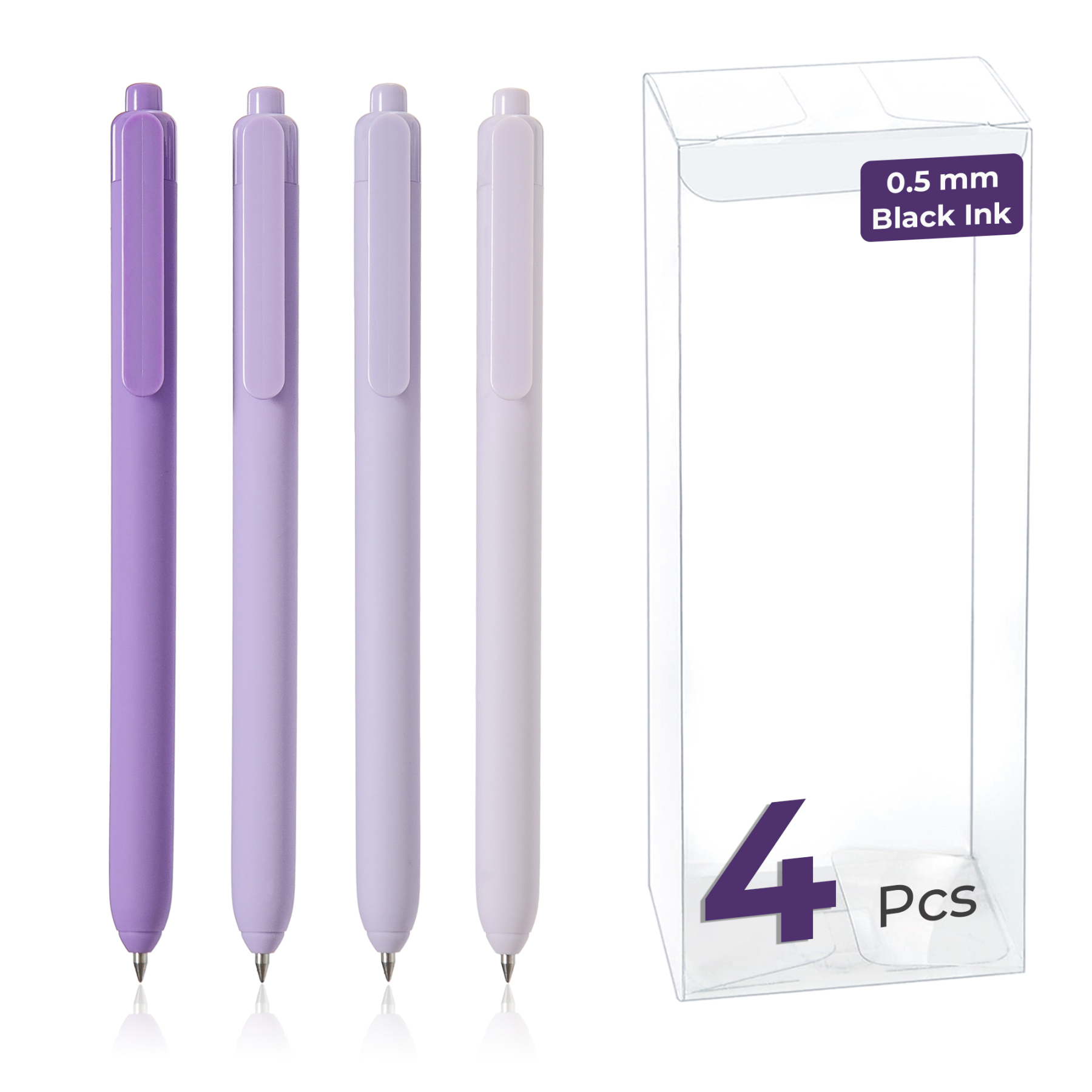 Y YOMA 4 Pcs Fine Point 0.5mm Gel Pen Black Ink Retractable Ballpoint Pen Smooth Writing Quick Dry Gel Pens Cute Aesthetic Pen Pastel Refillable Pen for School Home Office Supplies, Dusty Purple