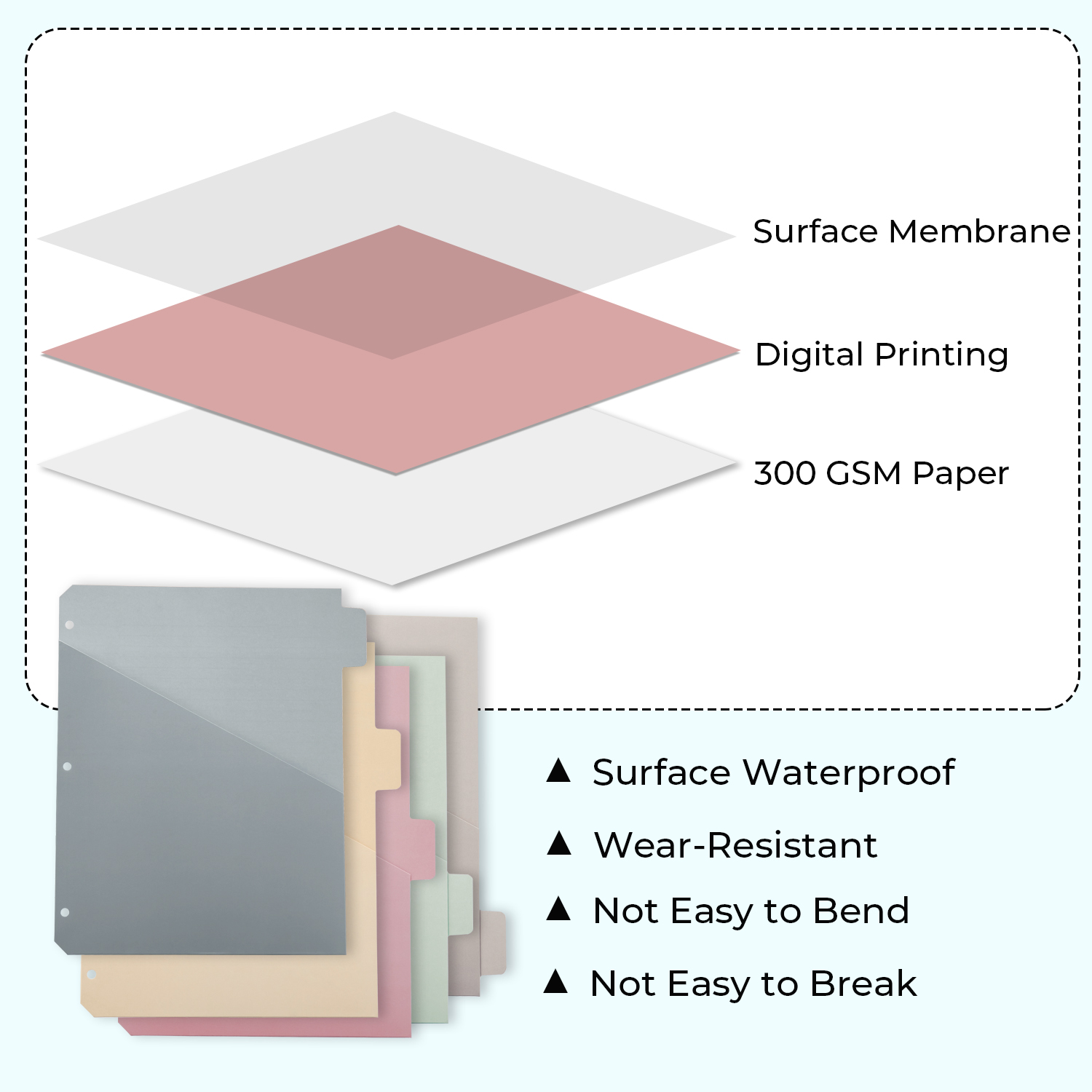 Y YOMA Colored 3 Ring Binder Dividers with Pocket Letter Size Paper Binder Tabs Page Dividers Cute Decorative Binder Index Dividers for Office School Home with 1/5-Cut Tabs, Morandi Color(5 Sheet)