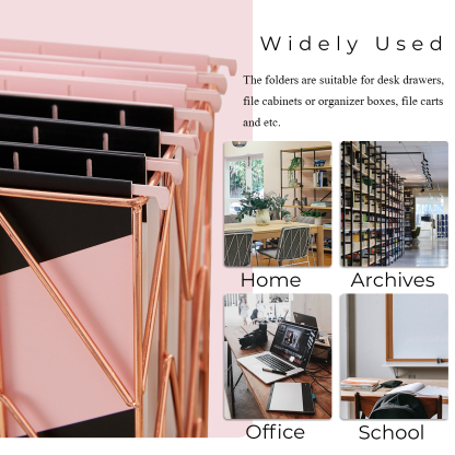 Y YOMA 6 Pack Decorative Hanging File Folders Letter Size Cute Hanging Folder Pretty File Folder Organizer for Filing Cabinet Office Home with 1/5-Cut Adjustable Tabs, 2 Pink Block Design