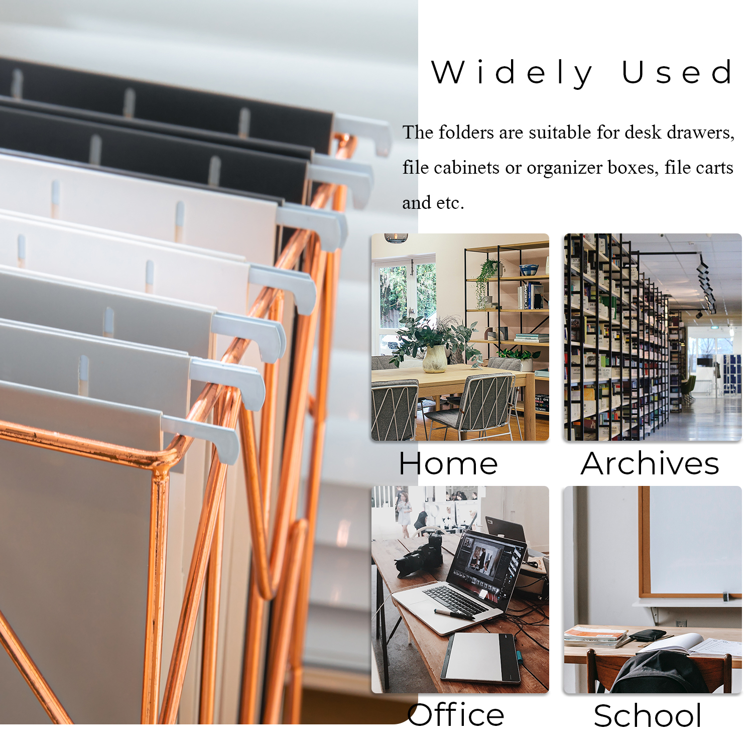 Y YOMA 1 Pack Rose Gold Hanging File Folder Organizer Letter Size Metal File Kit File Folder Filing Basket for Desk Home Office Classroom Supplies