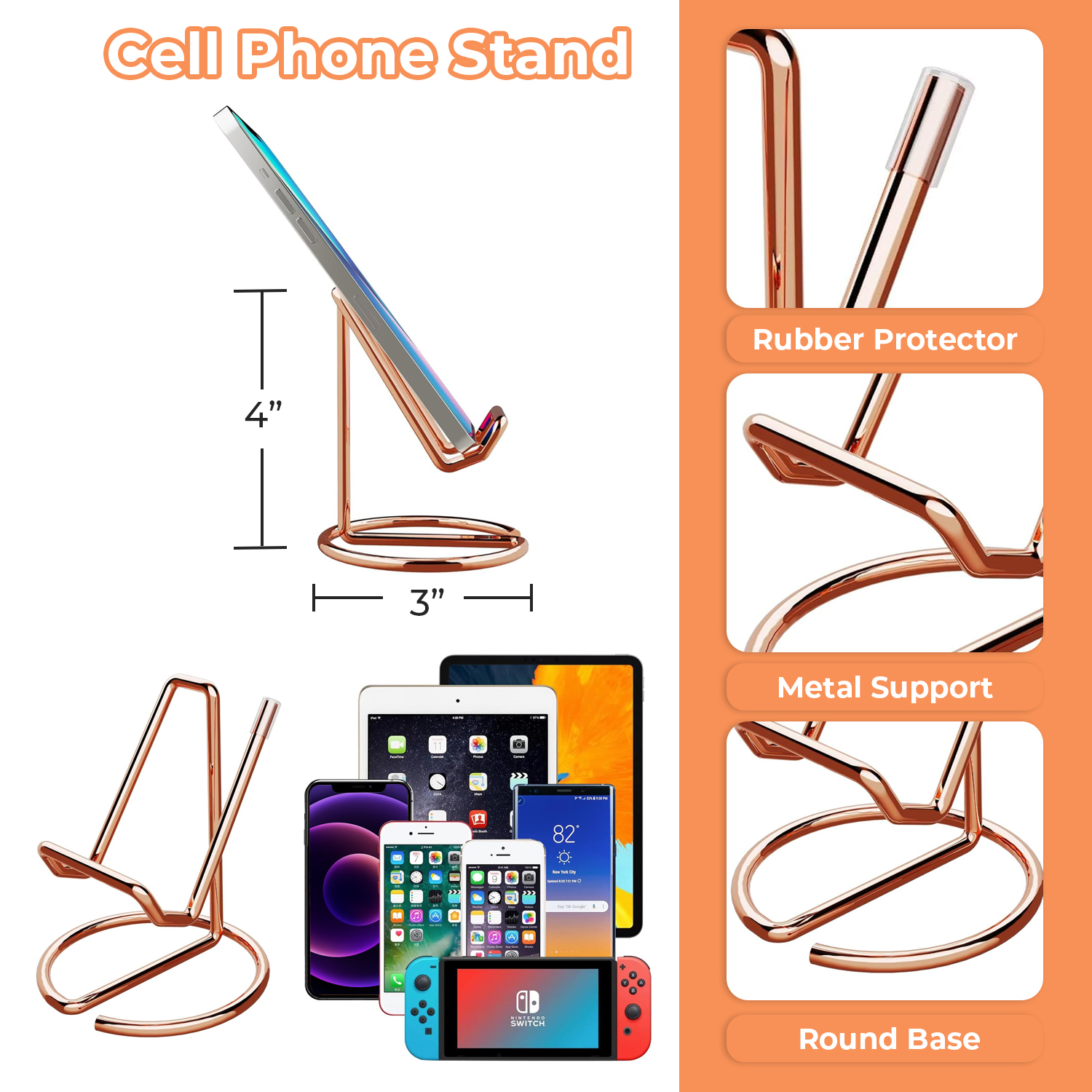 Y YOMA Rose Gold Desk Organizer for Letter Size Hanging File Folder 7 Pcs Folder Organizer Pen Holder Phone Holder Clip Holder Sticky Note Holder Business Card Holder Clip Kit, Wire Metal