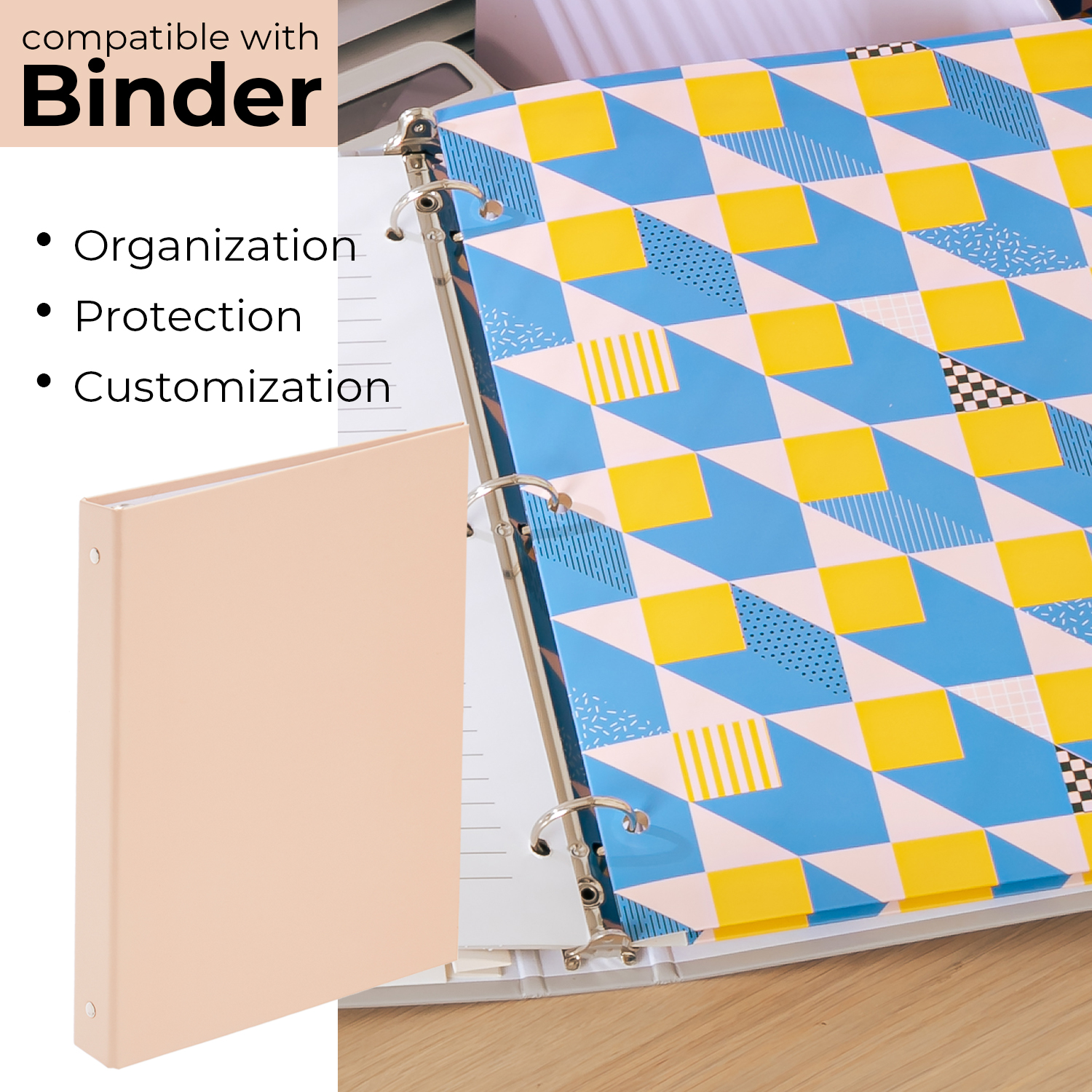 Y YOMA 6 Pack 2 Pocket Folder Letter Size Decorative Binder Folders with Pockets 3 Hole Punch Folder Paper Cute Project Folders Two Pocket 3 Ring File Folder for School Office Home, Contrast Color