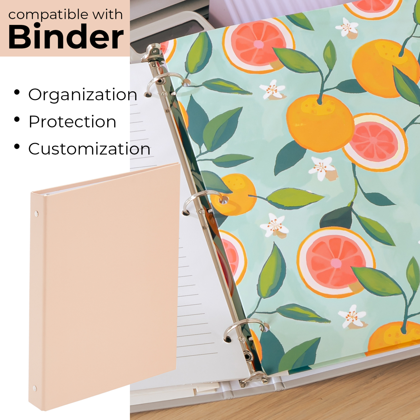 Y YOMA 6 Pack 2 Pocket Folder Letter Size Decorative Binder Folders with Pockets 3 Hole Punch Folder Paper Cute Project Folders Two Pocket 3 Ring File Folder for School Office Home, Tropical Fruit