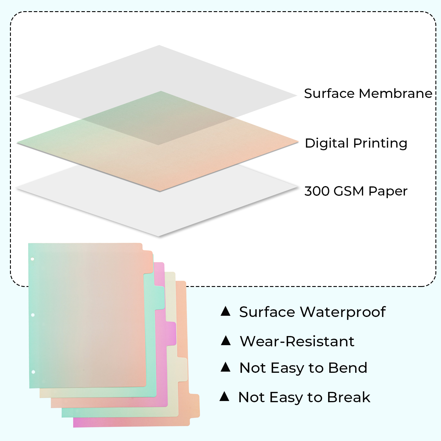 Y YOMA Decorative 3 Ring Binder Dividers with Tabs Letter Size Paper Binder Tabs Page Dividers Cute Binder Index Dividers for Office School Home with 1/5-Cut Tabs, Gradient Design (5 Pack)