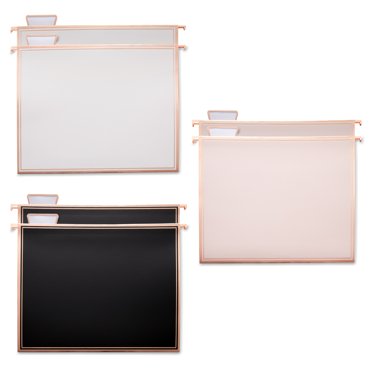 Y YOMA 6 Pack Rose Gold Hanging File Folders with Pocket Letter Size Decorative File Folder Cute Pretty Hanging Folder for Office Home School with 1/5-Cut Adjustable Tabs, Inner Storage Pockets