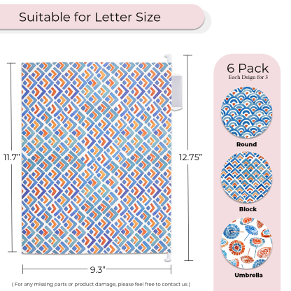 Y YOMA 6 Pack Decorative Hanging File Folders Letter Size Marble Cute Hanging Folder Pretty File Folder Organizer for Filing Cabinet Office Home with 1/5-Cut Adjustable Tabs, 3 Japanese Style