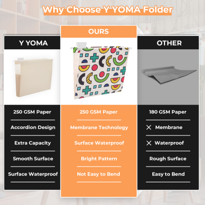 Y YOMA 6 Pack Decorative Hanging File Folders Letter Size Marble Cute Hanging Folder Pretty File Folder Organizer for Filing Cabinet Office Home with 1/5-Cut Adjustable Tabs, 3 Memphis Design
