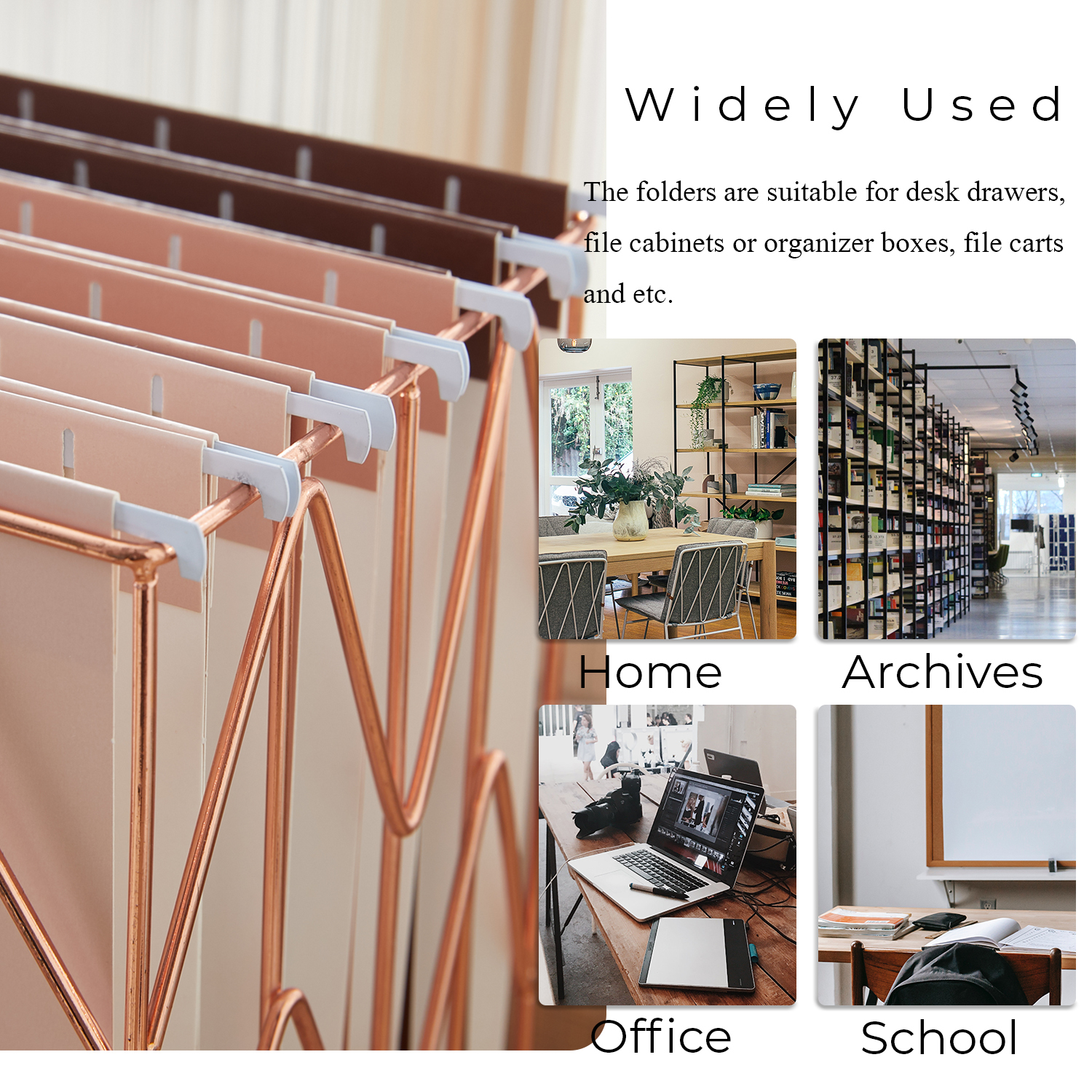 Y YOMA 6 Pack Gradient Hanging File Folders Letter Size Decorative Hanging Folder Pretty File Folder Organizer for Filing Cabinet Office Home with 1/5-Cut Adjustable Tabs, Coco Mocha