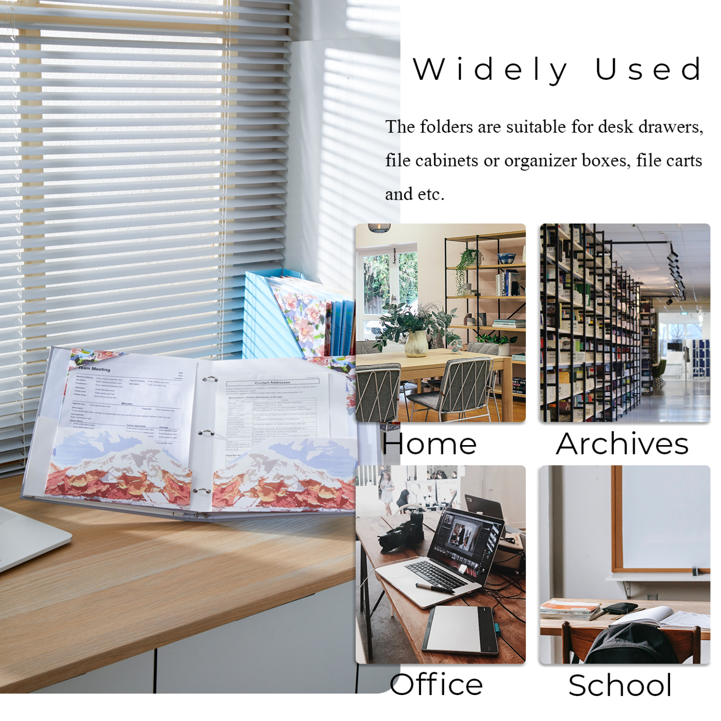 Y YOMA 6 Pack 2 Pocket Folder Letter Size Decorative Binder Folders with Pockets 3 Hole Punch Folder Paper Cute Project Folders Two Pocket 3 Ring File Folder for School Office Home, Mountain Design