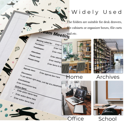 Y YOMA 6 Pack 2 Pocket Folder Letter Size Decorative Binder Folders with Pockets 3 Hole Punch Folder Paper Cute Project Folders Two Pocket 3 Ring File Folder for School Office Home, Rabbit Design