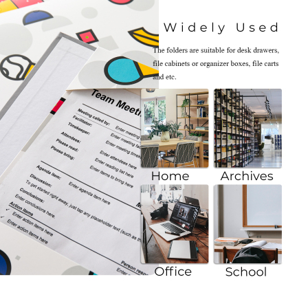 Y YOMA 6 Pack 2 Pocket Folder Letter Size Decorative Binder Folders with Pockets 3 Hole Punch Folder Paper Cute Project Folders Two Pocket 3 Ring File Folder for School Office Home, Memphis Design