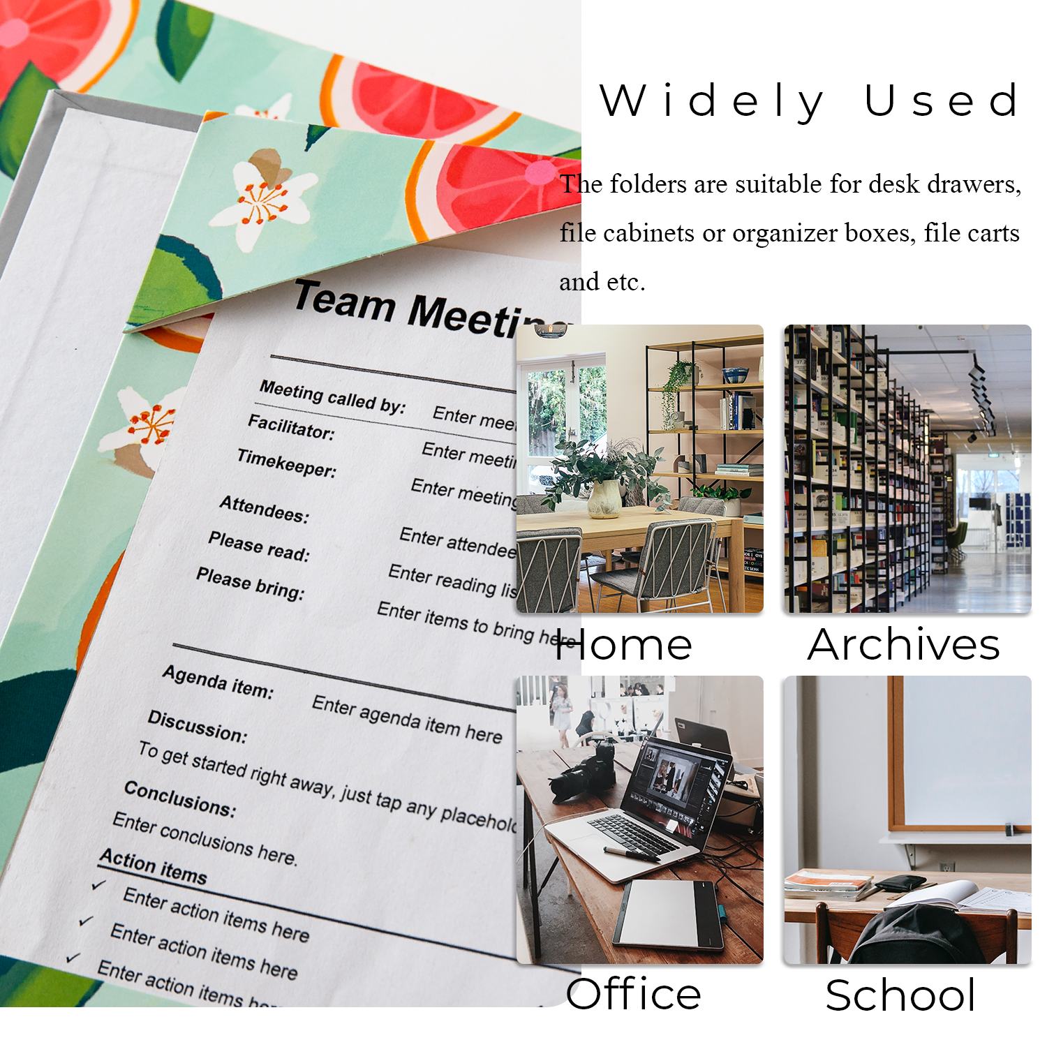 Y YOMA 6 Pack 2 Pocket Folder Letter Size Decorative Binder Folders with Pockets 3 Hole Punch Folder Paper Cute Project Folders Two Pocket 3 Ring File Folder for School Office Home, Tropical Fruit