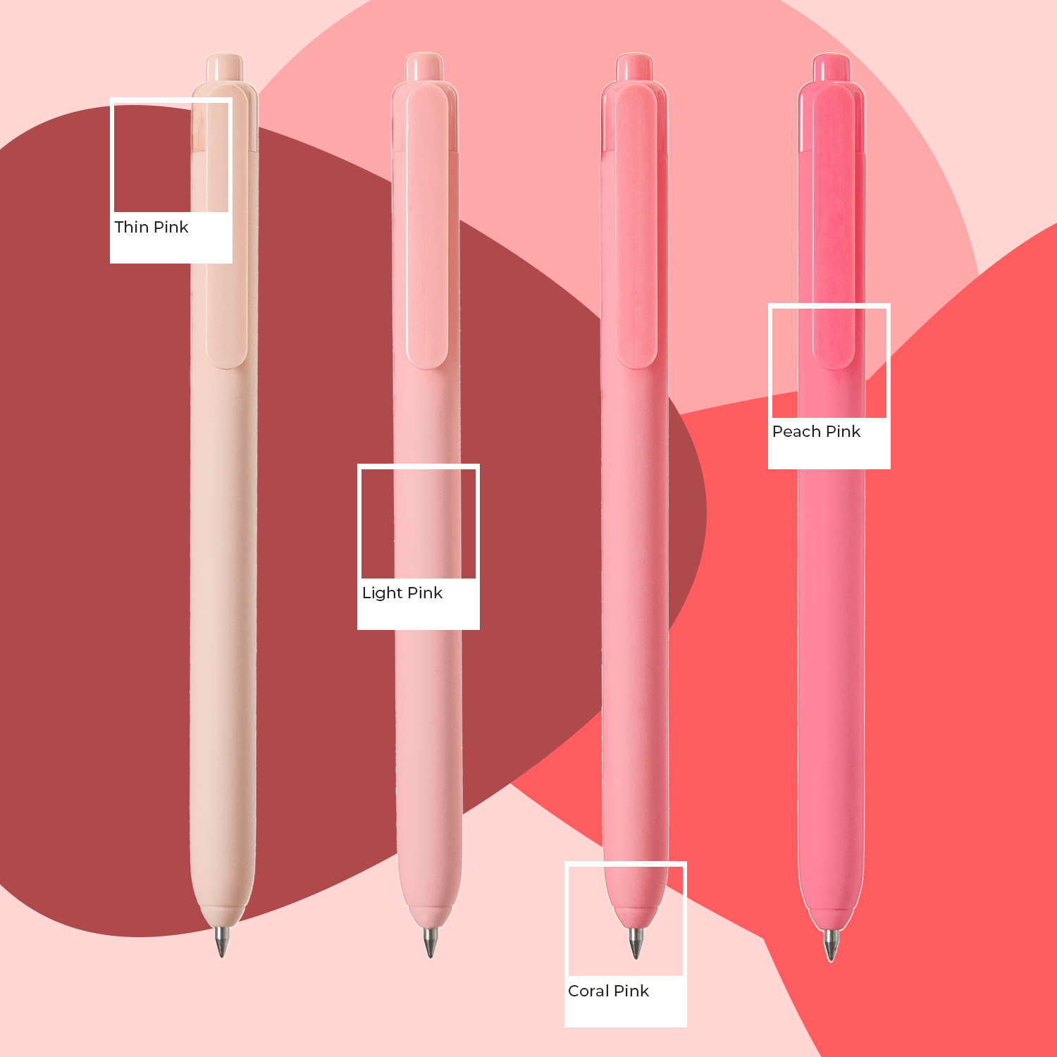 Y YOMA 4 Pcs Fine Point 0.5mm Gel Pen Black Ink Retractable Ballpoint Pen Smooth Writing Quick Dry Gel Pens Cute Aesthetic Pen Pastel Refillable Pen for School Home Office Supplies, Cute Pink