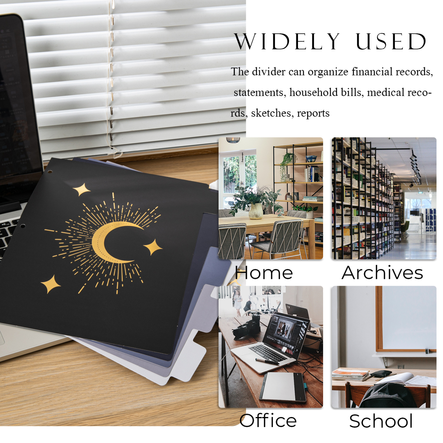 Y YOMA Rose Gold 3 Ring Binder Dividers with Tabs Letter Size Cute Paper Binder Tabs Dividers Decorative Binder Index Dividers for Office School Home with 1/5-Cut Tabs, Mystery Design (5 Pack)