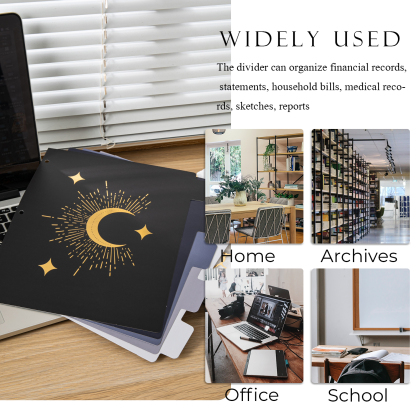 Y YOMA Rose Gold 3 Ring Binder Dividers with Tabs Letter Size Cute Paper Binder Tabs Dividers Decorative Binder Index Dividers for Office School Home with 1/5-Cut Tabs, Mystery Design (5 Pack)