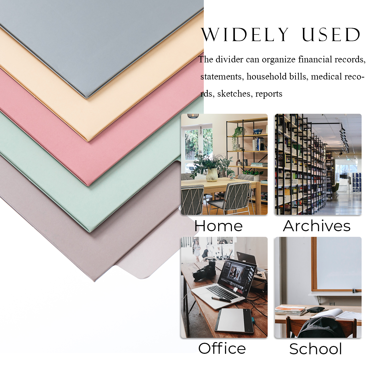 Y YOMA Colored 3 Ring Binder Dividers with Pocket Letter Size Paper Binder Tabs Page Dividers Cute Decorative Binder Index Dividers for Office School Home with 1/5-Cut Tabs, Morandi Color(5 Sheet)