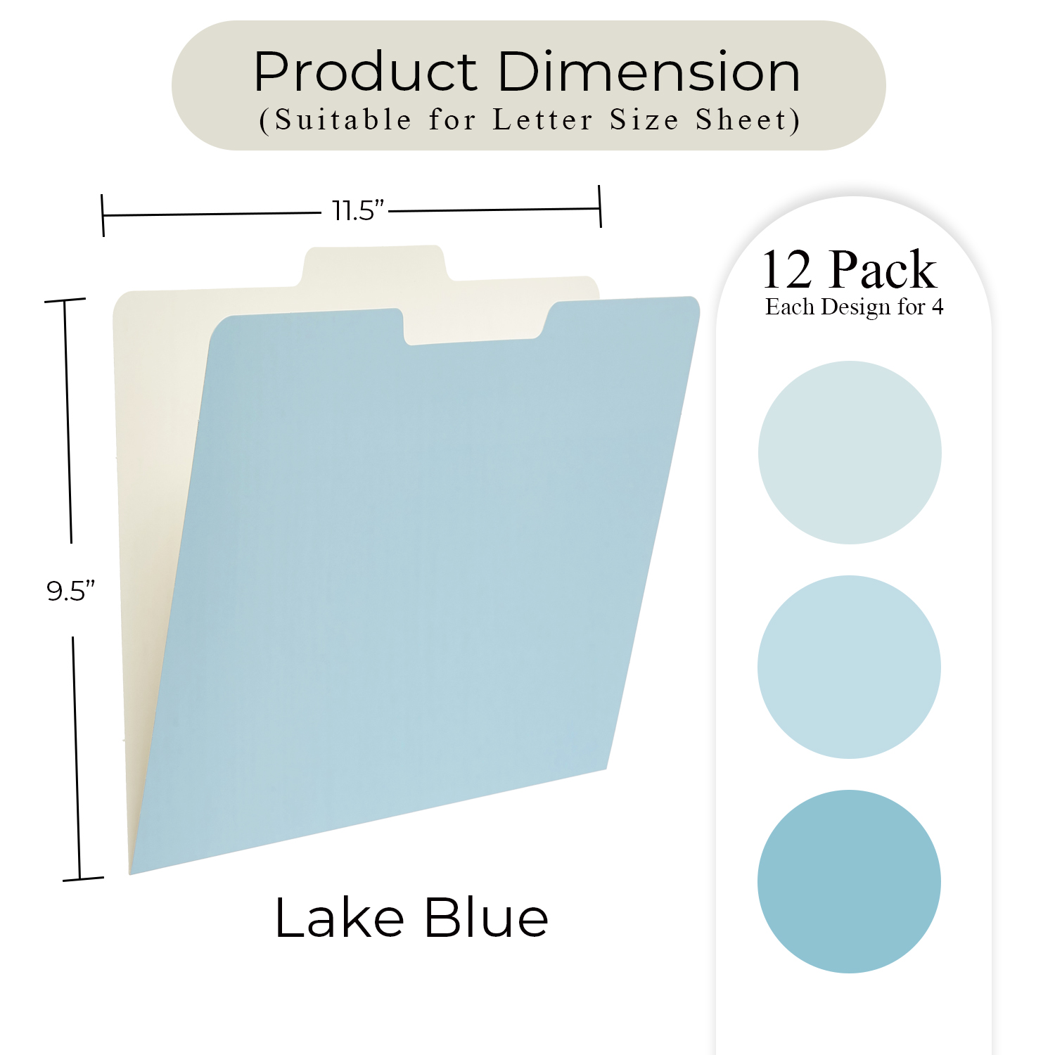 Y YOMA 12 Pack Colored File Folders Letter Size Gradient File Folder with 1/3-Cut Tab Cute Pretty Decorative Heavyweight Filing Folder File Organizers for Office School Home Desktop, Lake Blue