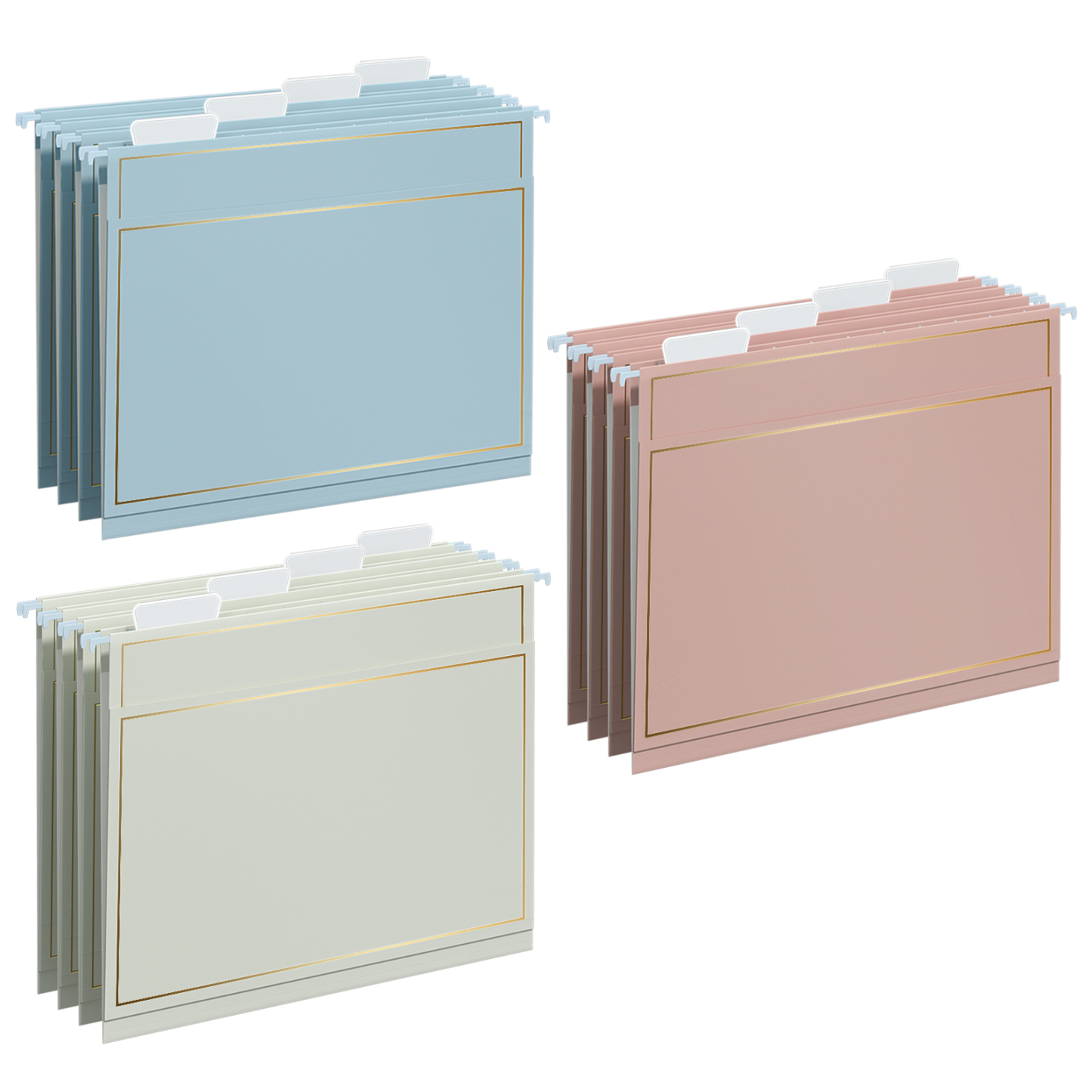 Y YOMA 6 Pack Rose Gold Hanging File Folders with Pocket Letter Size Decorative File Folder Cute Pretty Hanging Folder for Office Home School with 1/5-Cut Adjustable Tabs, Inner Storage Pockets