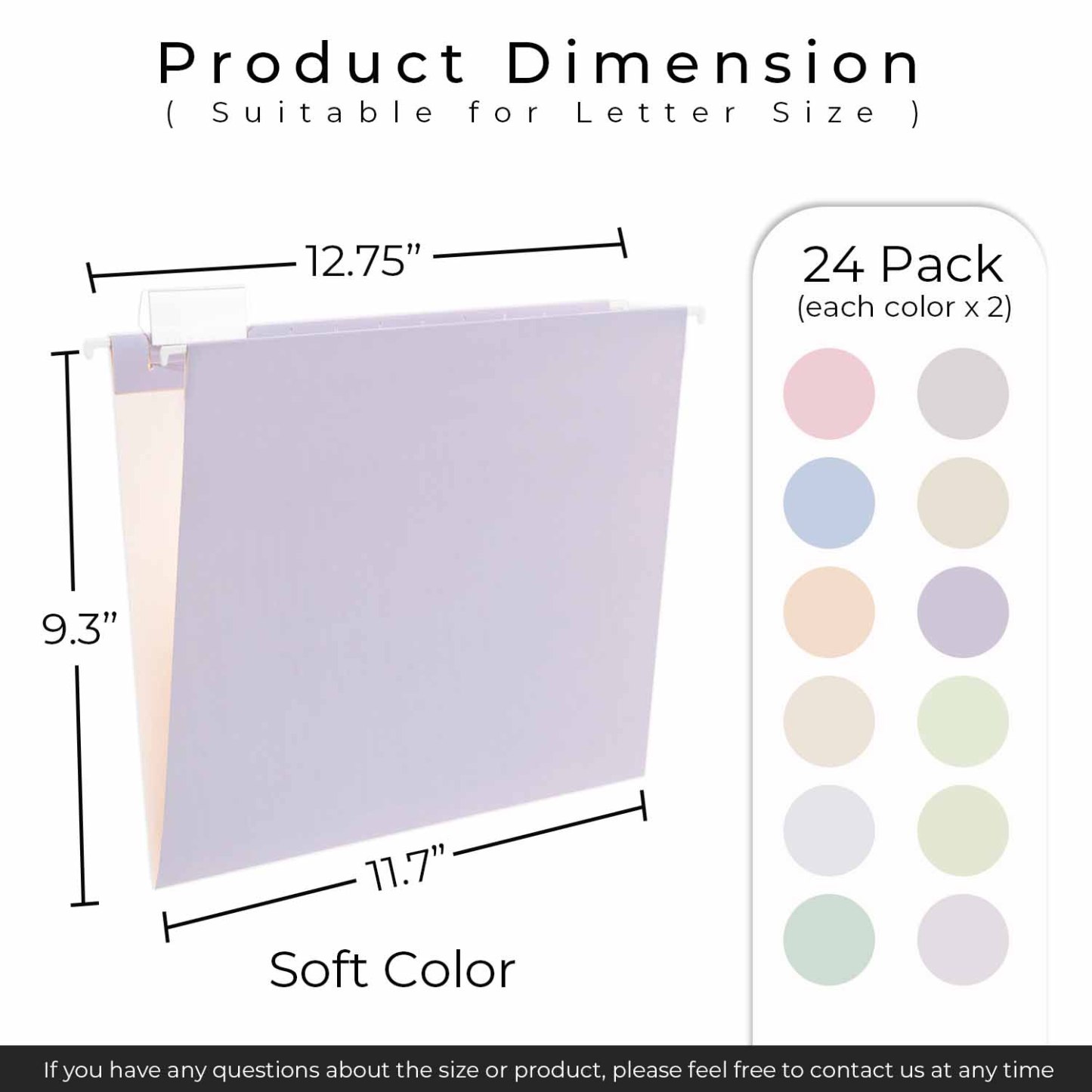 Y YOMA 24 Pack Colored Hanging File Folders Letter Size Decorative Hanging Folder Cute Pretty File Folderfor Filing Cabinet Drawer Office Home with 1/5-Cut Adjustable Tabs, Soft Color