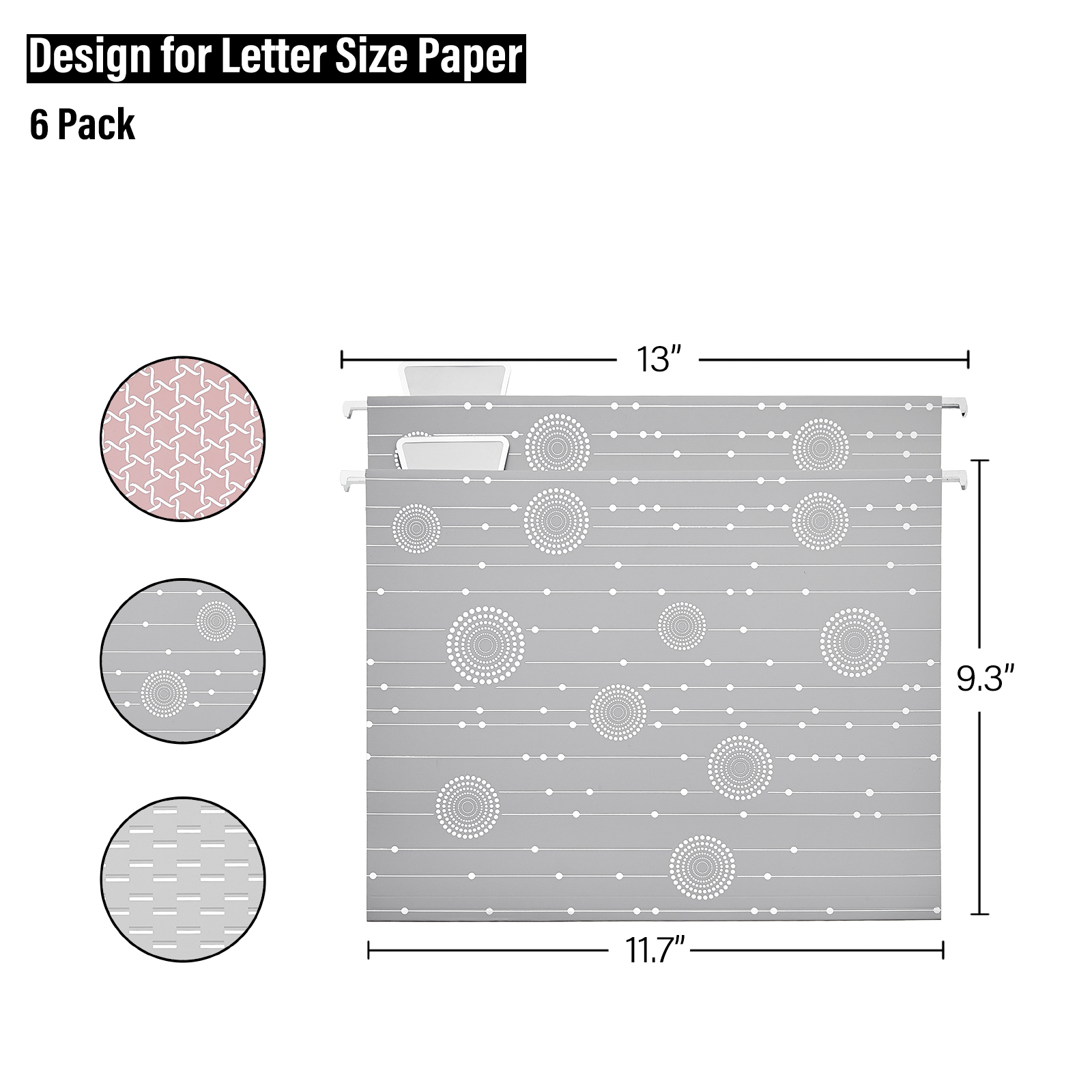 Y YOMA 12 Pack Decorative Hanging File Folders Letter Size File Folder Cute Pretty Hanging Folder Organizer for Filing Cabinet Office Home Desktop with 1/5-Cut Adjustable Tabs, 3 Silver Foil Design