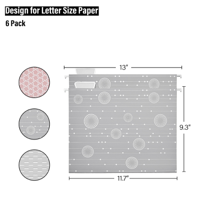 Y YOMA 12 Pack Decorative Hanging File Folders Letter Size File Folder Cute Pretty Hanging Folder Organizer for Filing Cabinet Office Home Desktop with 1/5-Cut Adjustable Tabs, 3 Silver Foil Design