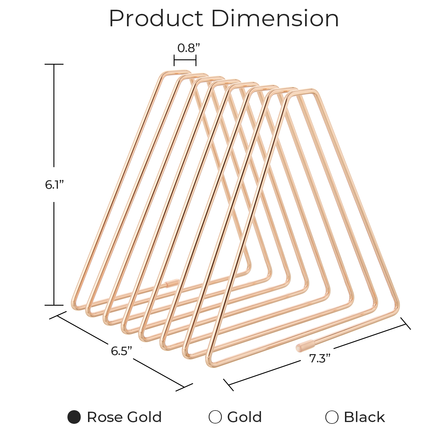 Y YOMA 1 Pack Rose Gold File Folder Racks Triangle Magazine Holder Metal File Organizer for Desk Decorative File Sorter Display Rack for Office Home, 7 Compartments