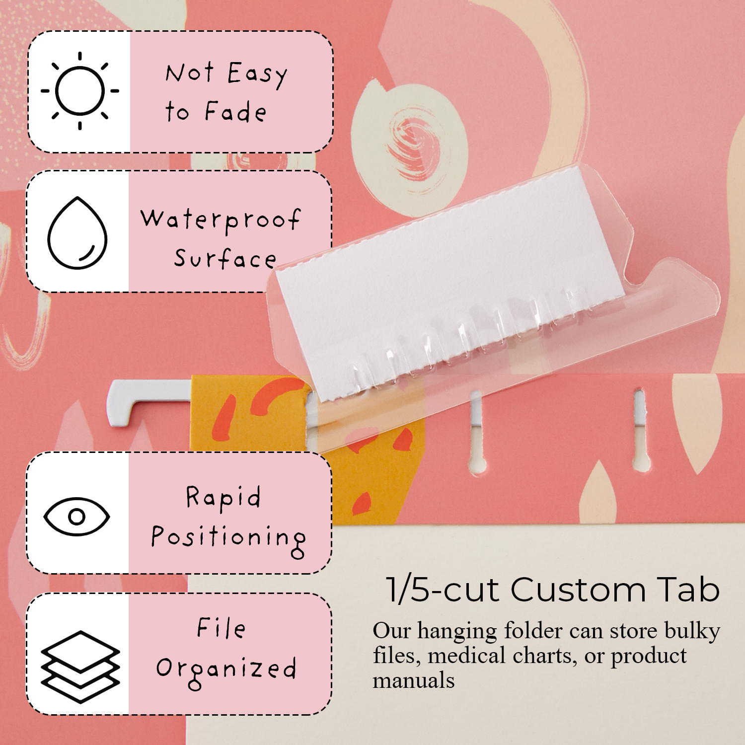 Y YOMA 9 Pack Decorative Hanging File Folders Letter Size Marble Cute Hanging Folder Pretty File Folder Organizer for Filing Cabinet Office Home with 1/5-Cut Adjustable Tabs, Graffiti Design