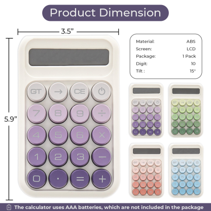 Y YOMA 1 Pack Mechanical Switch Calculator with 10 Digit Large LCD Display Big Button, Mini Cute Desktop Calculator 4 Function Basic Calculators for School Home Office Business, Dusty Violet