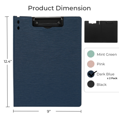 Y YOMA 2 Pack Plastic Clipboard Folder with Low Profile Clip for A4 Letter Size Sheet 360 Degree Flip Writing Pad Profile Clip File Folder for Office School Business Classroom Nurse Outdoor, Pink