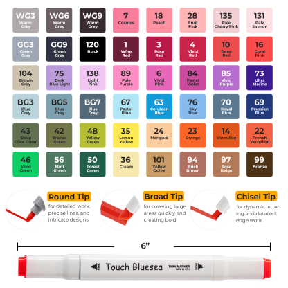 Y YOMA 48 Color Alcohol Markers Dual Tip Art Drawing Coloring Marker Permanent Sketch School Supplies Aesthetic Gift for Kids Adults Comic Anime Manga Illustration