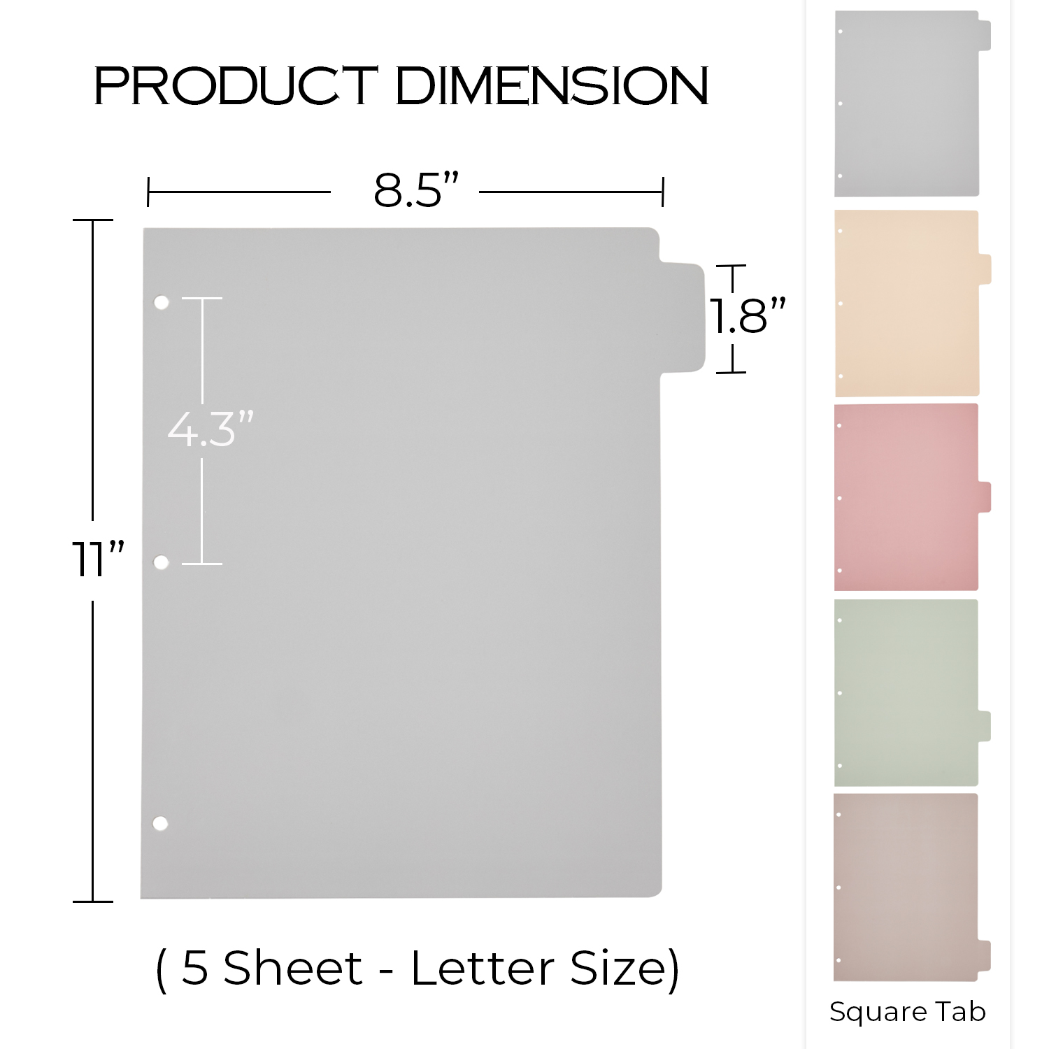 Y YOMA Decorative 3 Ring Binder Dividers with Tabs Letter Size Paper Binder Tabs Page Dividers Cute Binder Index Dividers for Office School Home with 1/5-Cut Tabs, Morandi Color(5 Sheet)