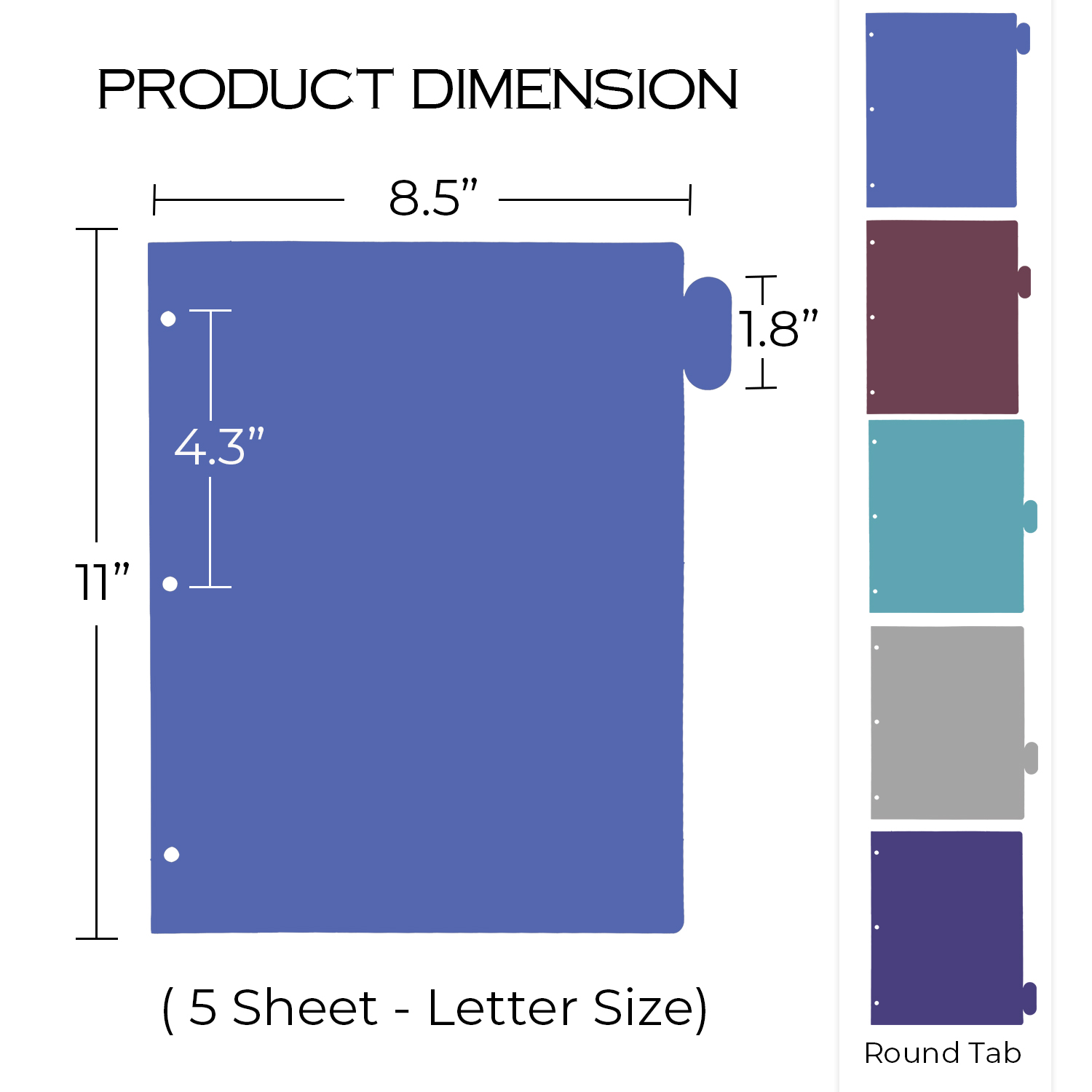 Y YOMA Colored 3 Ring Binder Dividers with Tabs Letter Size Paper Binder Tabs Page Dividers Cute Decorative Binder Index Dividers for Office School Home with 1/5-Cut Tabs, Classic Color(5 Sheet)