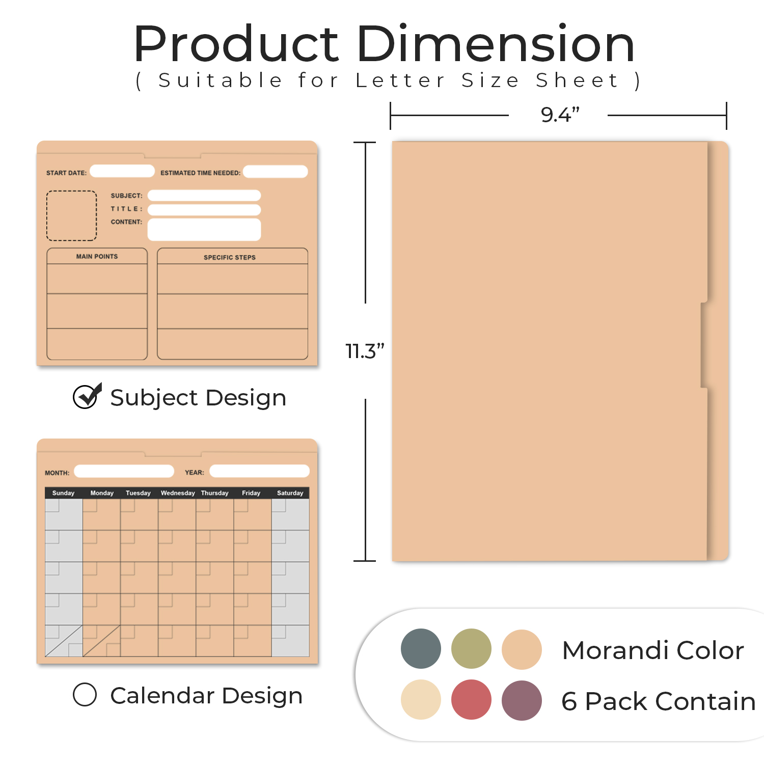 Y YOMA 6 Pack File Folder Jackets Letter Size Paper Pocket File Folder with Reinforced Straight-Cut Tab Pre-Printed Job Folders No Expansion Organizer for Office, Assorted Colors, Project Design