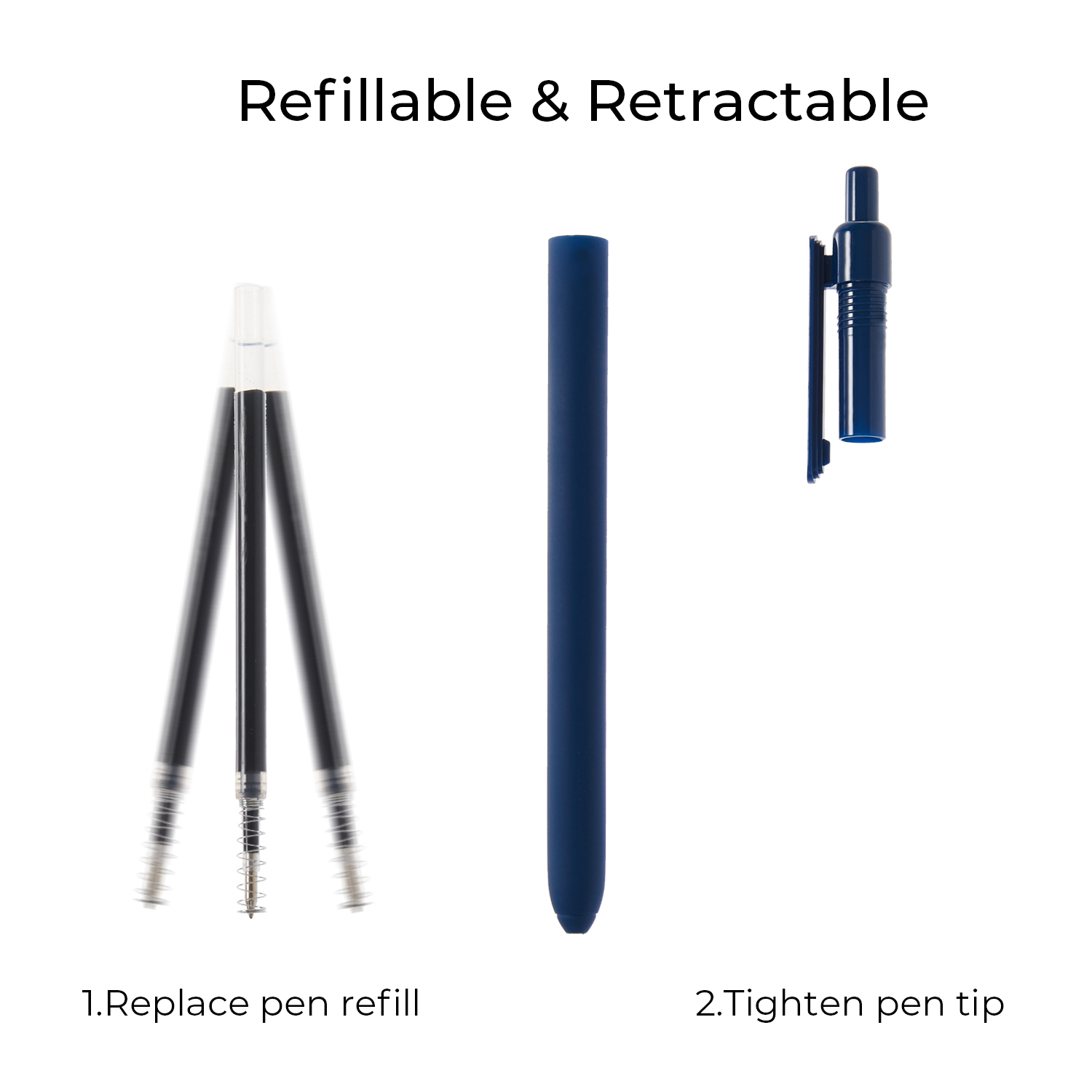 Y YOMA 4 Pcs Fine Point 0.5mm Gel Pen Black Ink Retractable Ballpoint Pen Smooth Writing Quick Dry Gel Pens Cute Aesthetic Pen Pastel Refillable Pen for School Home Office Supplies, Lake Blue