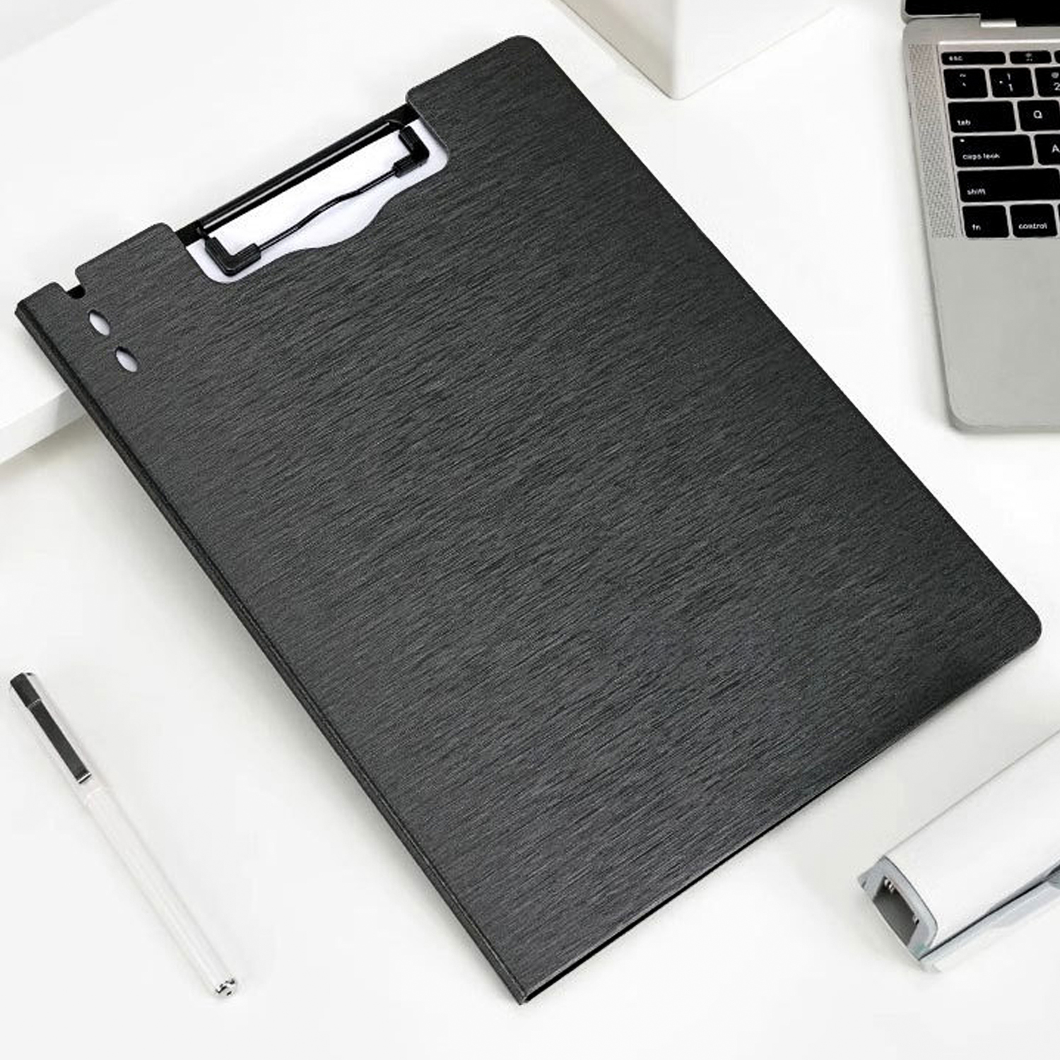 Y YOMA 2 Pack Plastic Clipboard Folder with Low Profile Clip for A4 Letter Size Sheet 360 Degree Flip Writing Pad Profile Clip File Folder for Office School Business Classroom Nurse Outdoor, Black