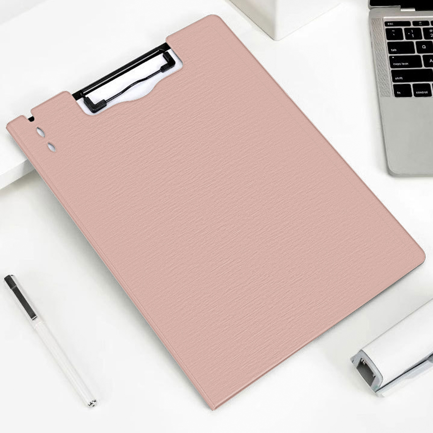 Y YOMA 2 Pack Plastic Clipboard Folder with Low Profile Clip for A4 Letter Size Sheet 360 Degree Flip Writing Pad Profile Clip File Folder for Office School Business Classroom Nurse Outdoor, Pink