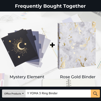 Y YOMA Rose Gold 3 Ring Binder Dividers with Tabs Letter Size Cute Paper Binder Tabs Dividers Decorative Binder Index Dividers for Office School Home with 1/5-Cut Tabs, Mystery Design (5 Pack)