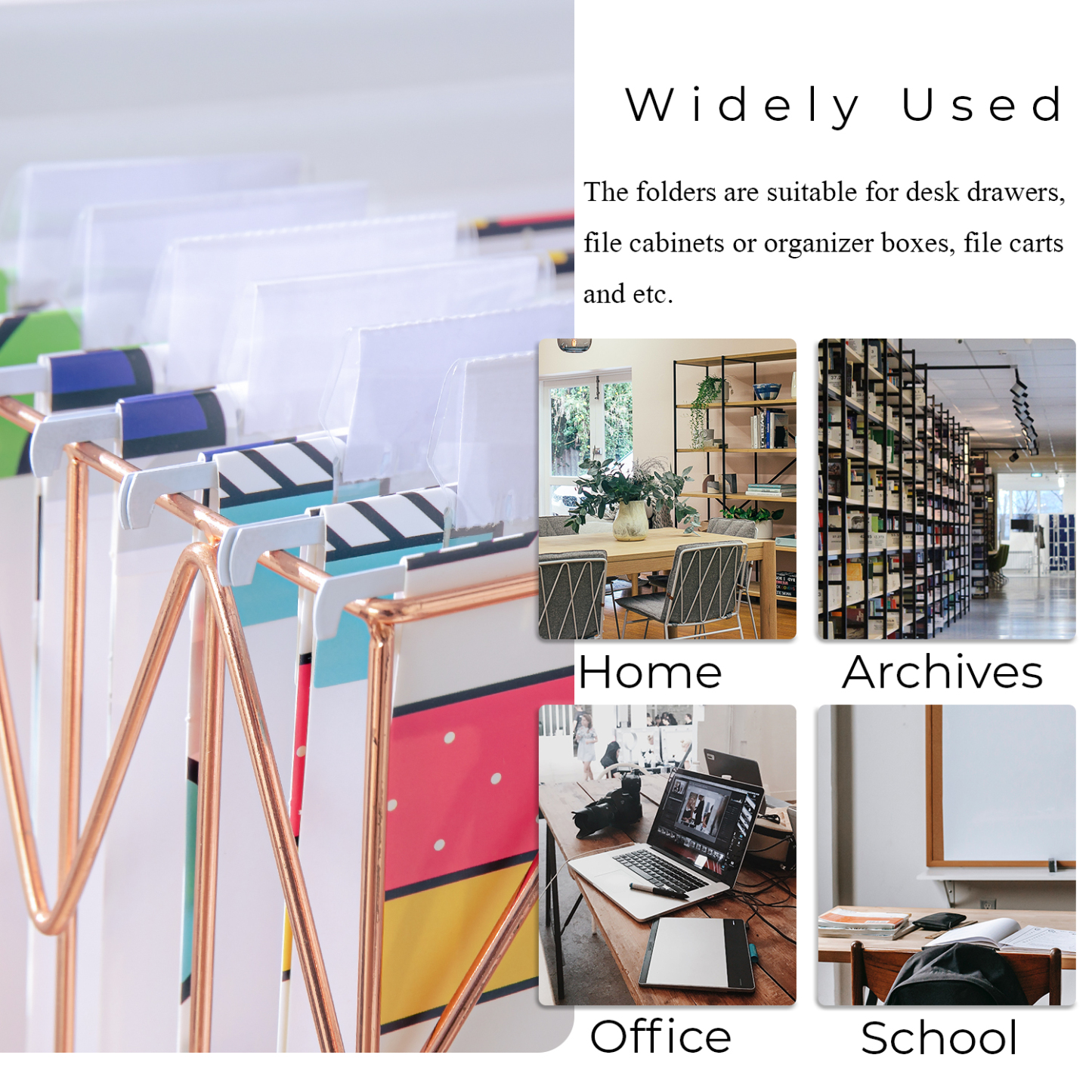 Y YOMA 6 Pack Decorative Hanging File Folders Letter Size Marble Cute Hanging Folder Pretty File Folder Organizer for Filing Cabinet Office Home with 1/5-Cut Adjustable Tabs, 3 Memphis Design