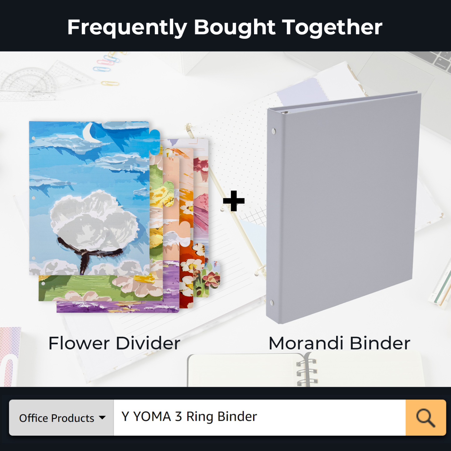 Y YOMA Decorative 3 Ring Binder Dividers with Tabs Letter Size Paper Binder Tabs Page Dividers Cute Binder Index Dividers for Office School Home with 1/5-Cut Tabs, Flower Design(5 Sheet)