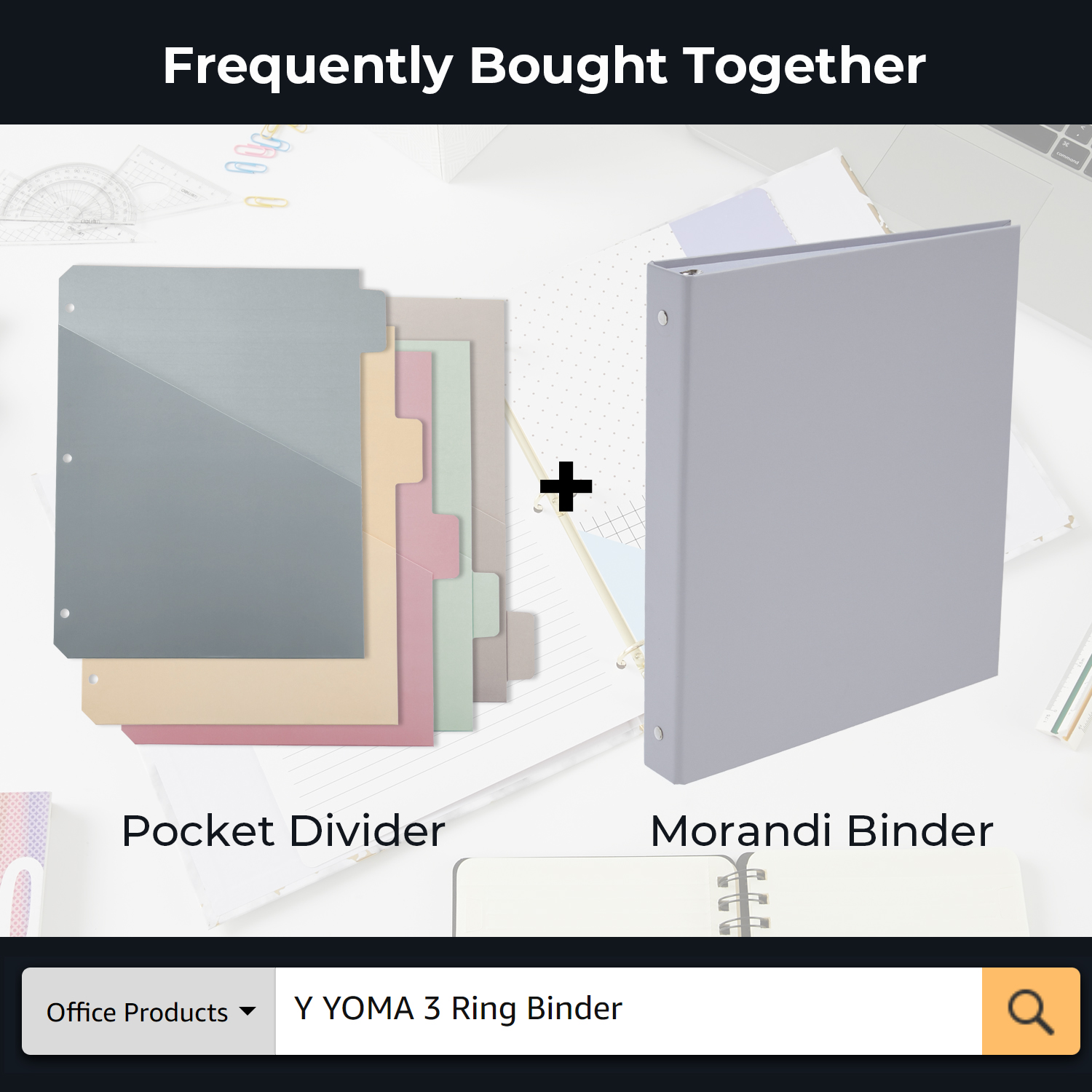 Y YOMA Colored 3 Ring Binder Dividers with Pocket Letter Size Paper Binder Tabs Page Dividers Cute Decorative Binder Index Dividers for Office School Home with 1/5-Cut Tabs, Morandi Color(5 Sheet)