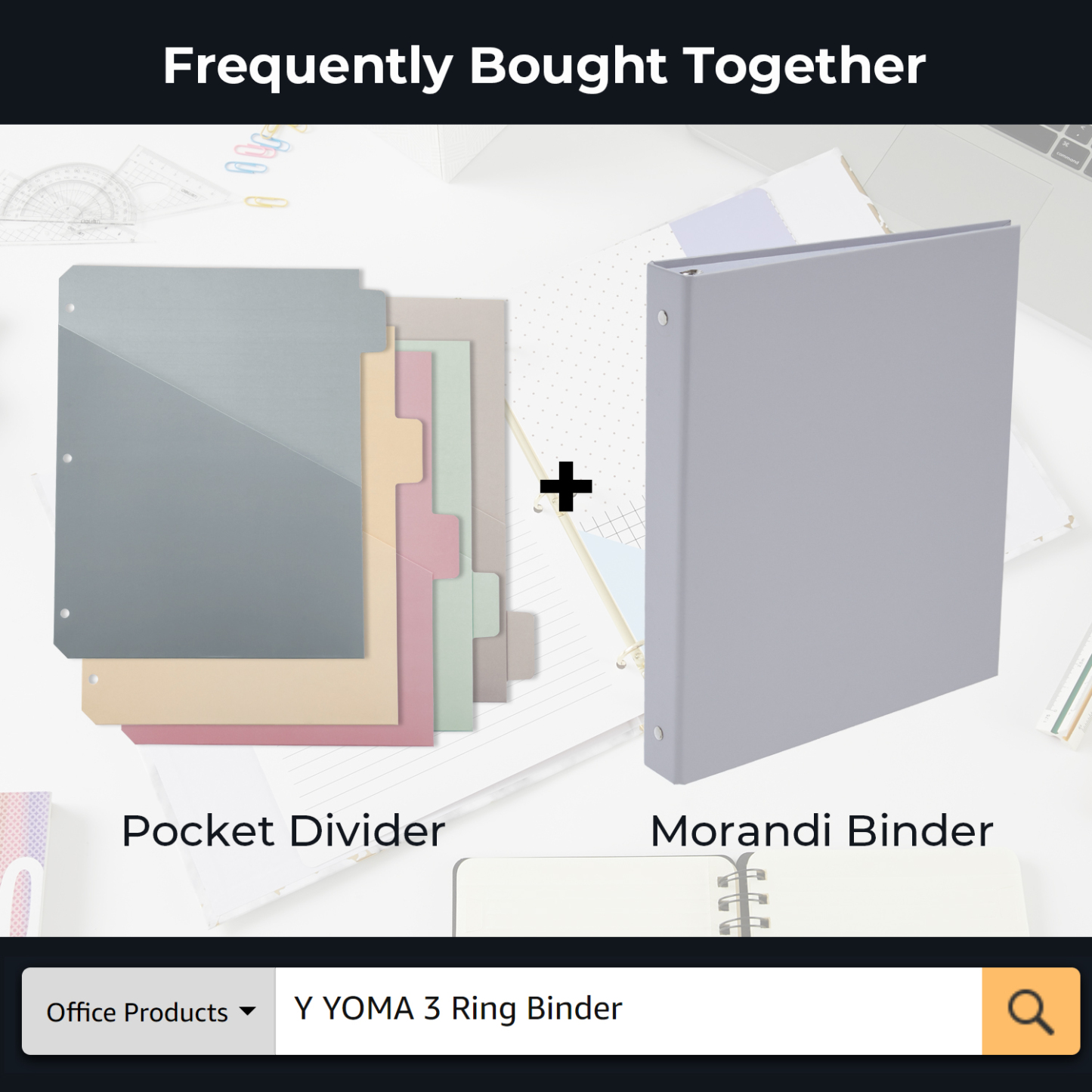 Y YOMA Colored 3 Ring Binder Dividers with Pocket Letter Size Paper Binder Tabs Page Dividers Cute Decorative Binder Index Dividers for Office School Home with 1/5-Cut Tabs, Morandi Color(5 Sheet)