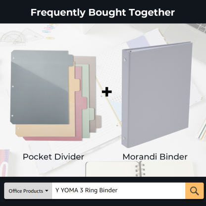 Y YOMA Colored 3 Ring Binder Dividers with Pocket Letter Size Paper Binder Tabs Page Dividers Cute Decorative Binder Index Dividers for Office School Home with 1/5-Cut Tabs, Morandi Color(5 Sheet)
