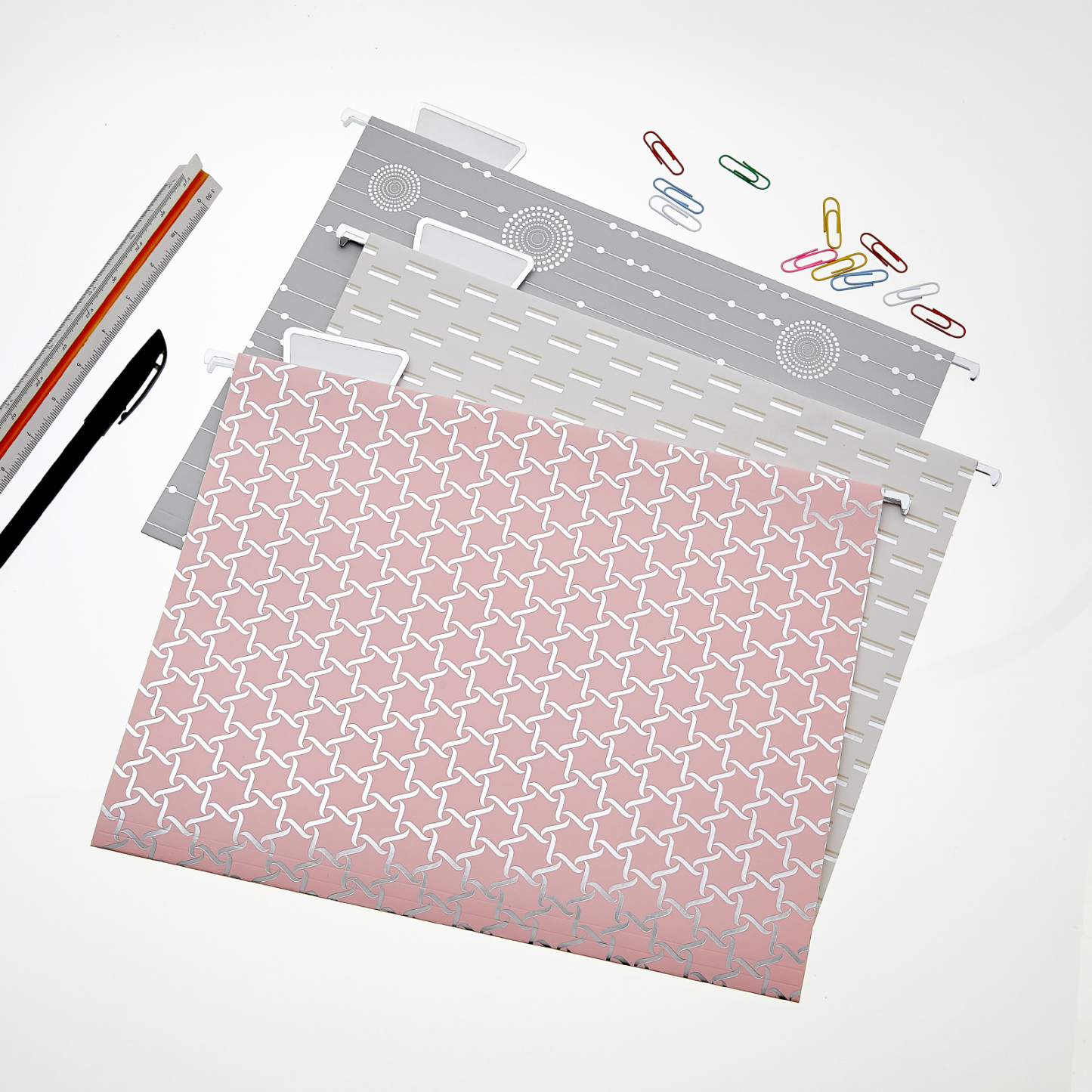 Y YOMA 12 Pack Decorative Hanging File Folders Letter Size File Folder Cute Pretty Hanging Folder Organizer for Filing Cabinet Office Home Desktop with 1/5-Cut Adjustable Tabs, 3 Silver Foil Design