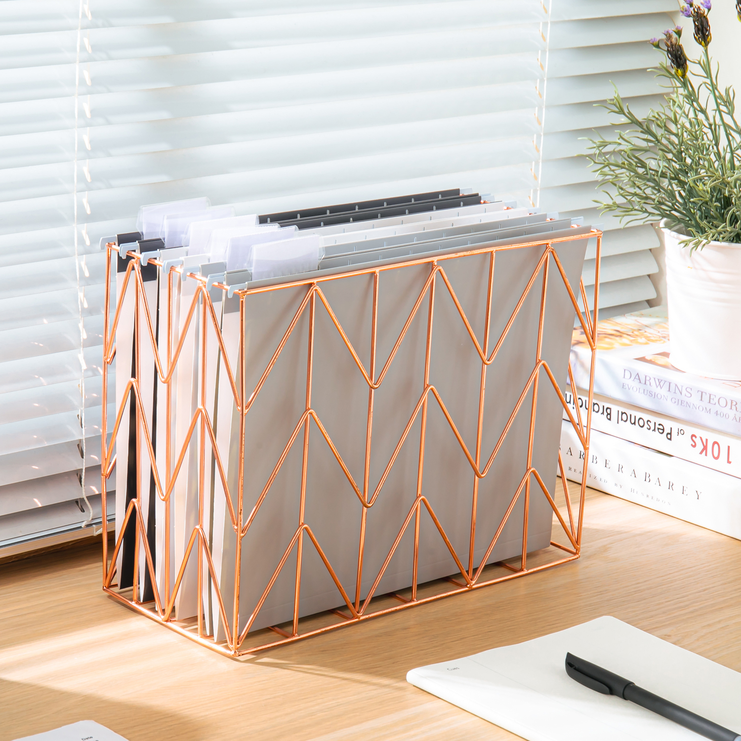 Y YOMA 6 Pack Gradient Hanging File Folders Letter Size Decorative Hanging Folder Pretty File Folder Organizer for Filing Cabinet Office Home with 1/5-Cut Adjustable Tabs, Ash Grey