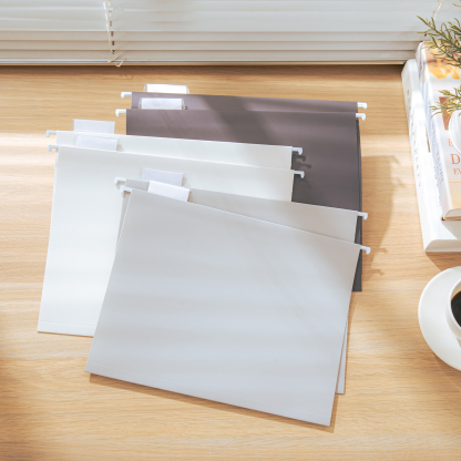 Y YOMA 6 Pack Gradient Hanging File Folders Letter Size Decorative Hanging Folder Pretty File Folder Organizer for Filing Cabinet Office Home with 1/5-Cut Adjustable Tabs, Ash Grey